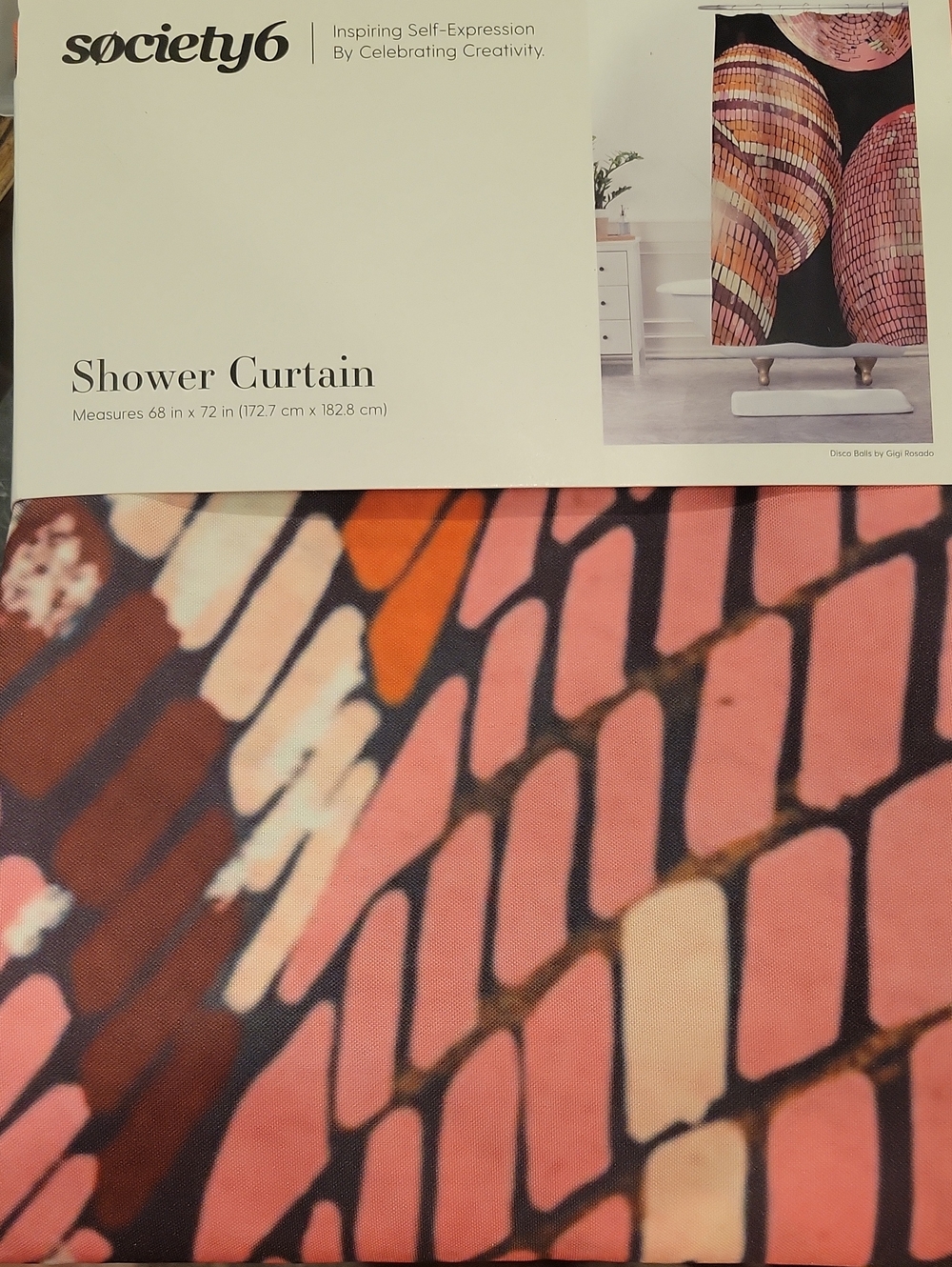 Society6 Pink & Coral Mosaic Shower Curtain